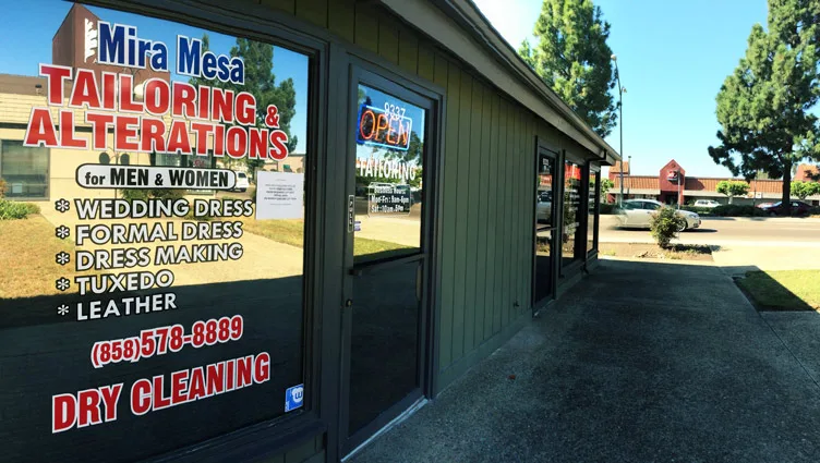 Mira Mesa Tailoring storefront at 9337 Mira Mesa Boulevard